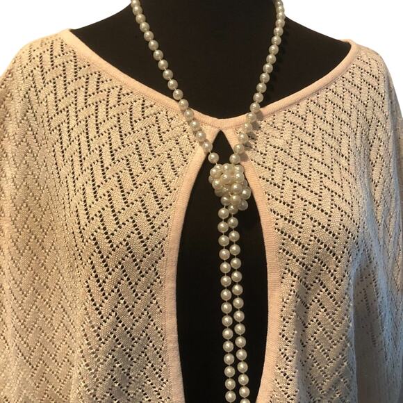 Cache Pink Knit Peek A Boo Faux Wrap Top New Metallic Kissed Plunging V NWT $118 - Picture 4 of 11